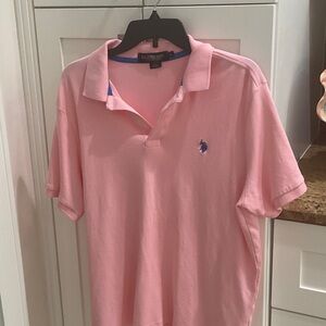 U.S. Polo Assn. Men's Polo Shirt in Pink with Blue Logo